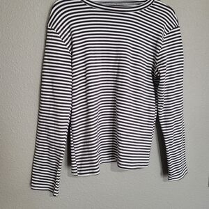Things Between Top  Blue White Striped Cotton Long Sleeve Casual Fit Shirt M